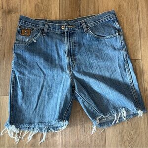 Cinch Men’s 38x32 Cut Off Denim Shorts Western Cowboy Frayed Hem